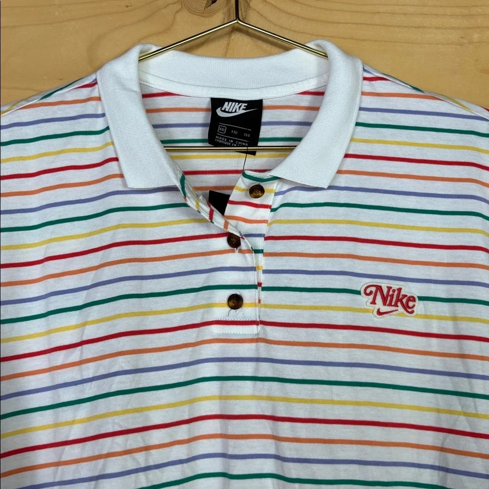NWT Nike Rainbow‎ multi stripe cropped polo